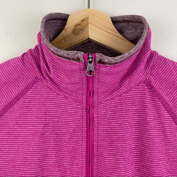 LULULEMON Tonka Stripe Heathered Raspberry Pink Kriss Cross 1/2 Zip Jacket - Picture 5 of 13